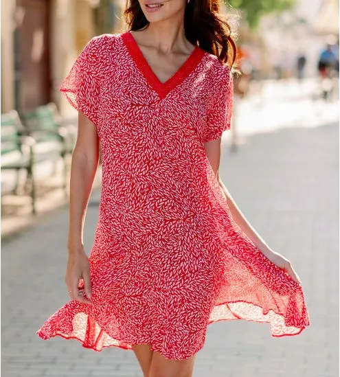 Robe manche courte Senorette Rouge Fraise