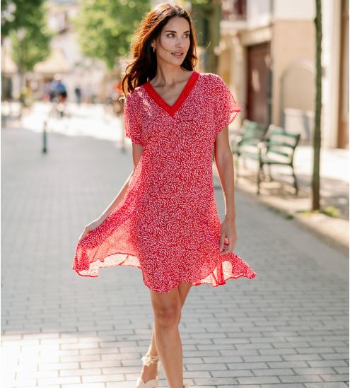 Robe manche courte Senorette Rouge Fraise