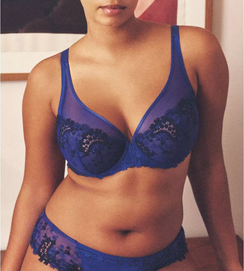 Soutien gorge décolleté plongeant Wish Bleu Électrique