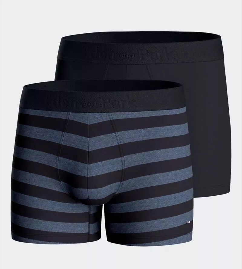 Lot de 2 boxers rayés Bleu Chiné