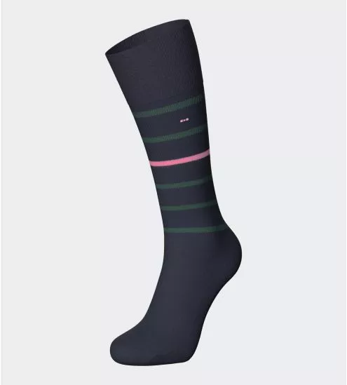 Chaussettes rayées en coton homme Marine