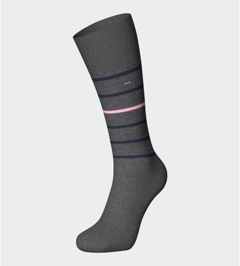 Chaussettes rayées en coton Gris Chiné
