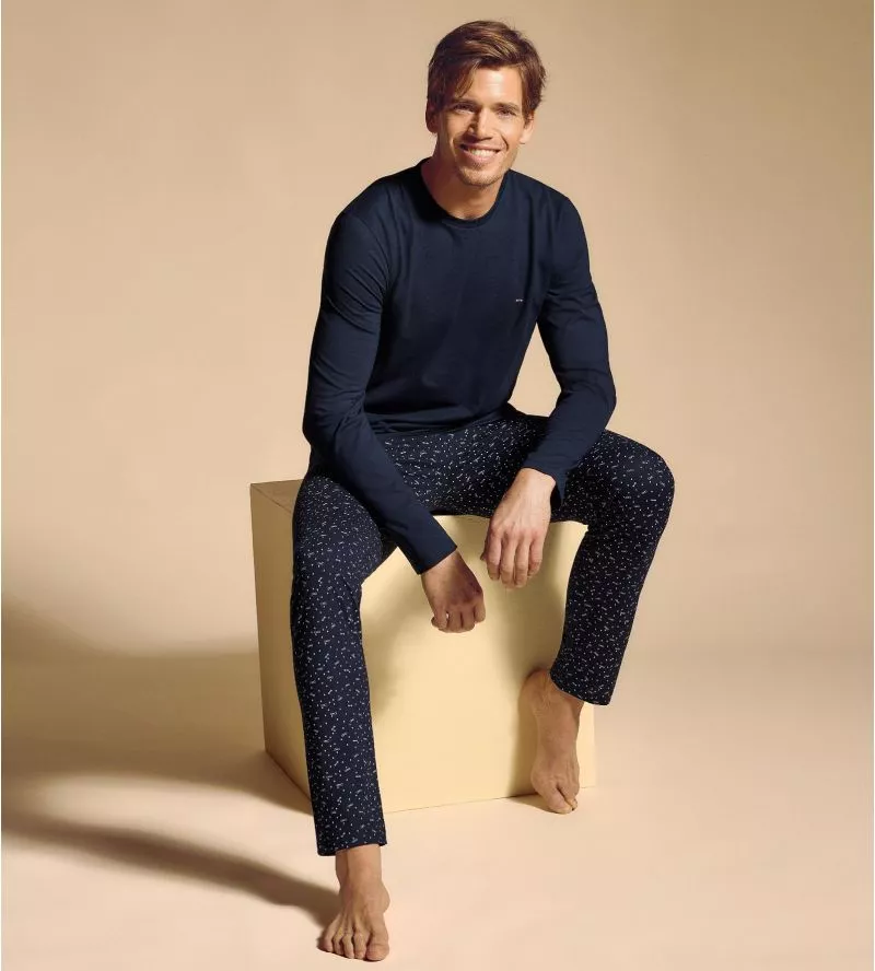 Pyjama homme manches longues Marine
