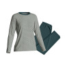 Pyjama femme manches longues Vert / Beige