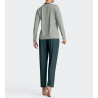 Pyjama femme manches longues Vert / Beige