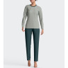 Pyjama femme manches longues Vert / Beige