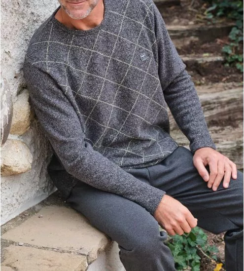 Pyjama long homme Anthracite Chiné