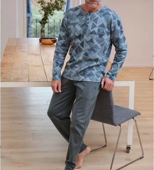 Pyjama homme col tunisien Vert