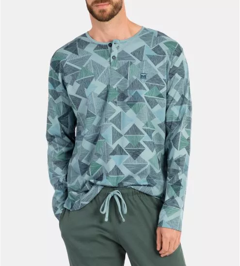 Pyjama homme col tunisien Vert