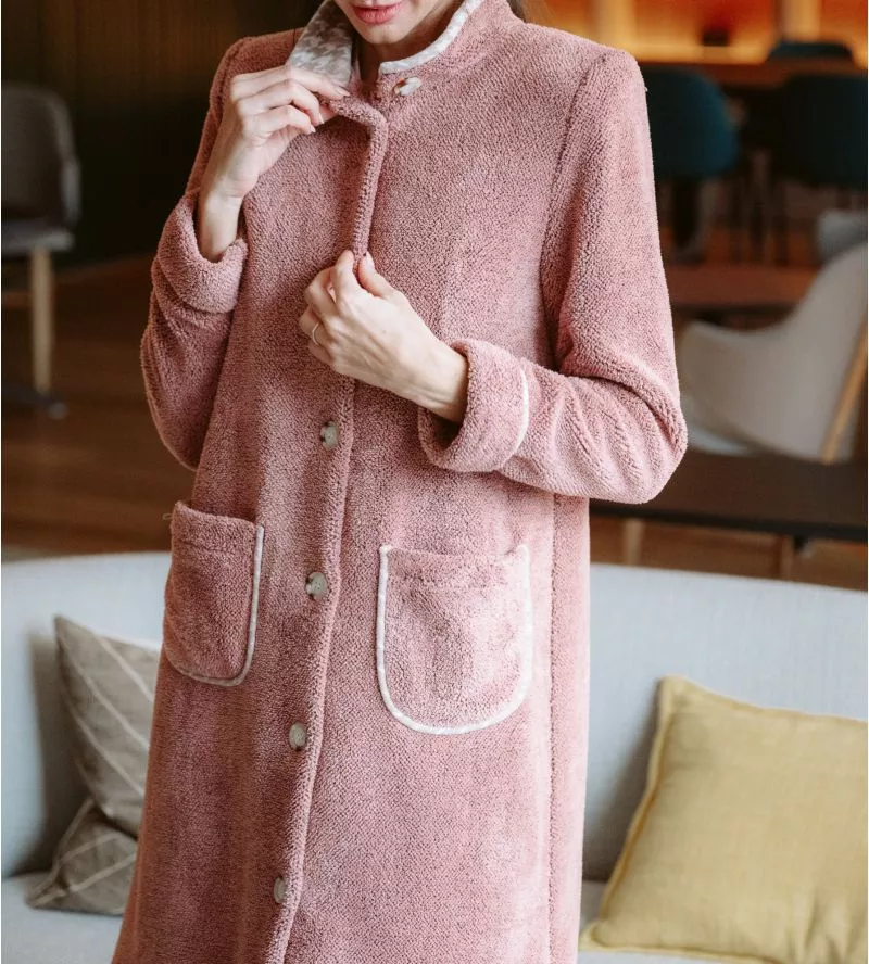 Robe de chambre Pilou uni Rose