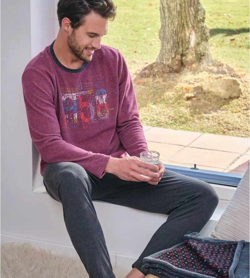 Pyjama polaire homme Grenat