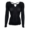 Top manches longues Laine & Soie Noir