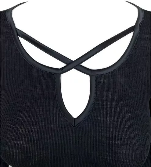 Top manches longues Laine & Soie Noir