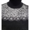 Top Laine & Soie manches longues cheminée en tulle Noir