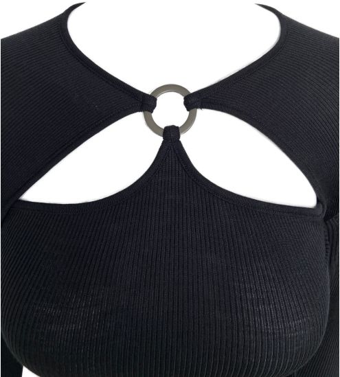Top Laine & Soie manches longues anneau Noir