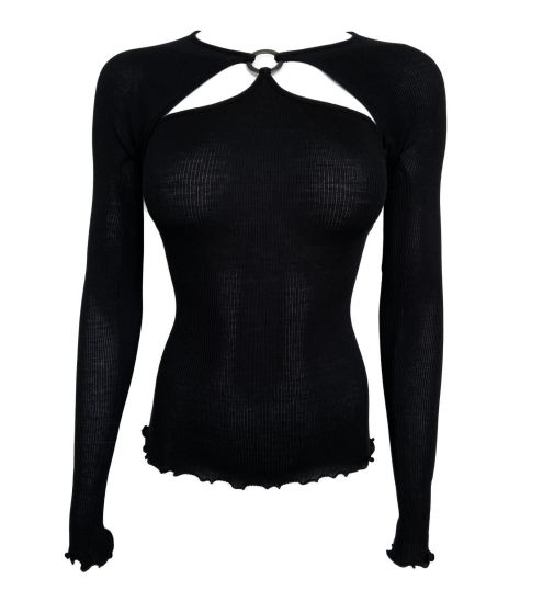 Top Laine & Soie manches longues anneau Noir