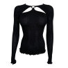 Top Laine & Soie manches longues anneau Noir