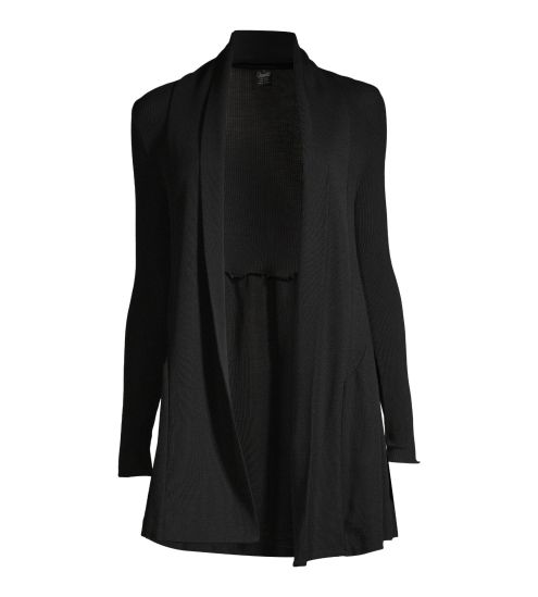 Gilet long en Laine et Soie 020 NOIR