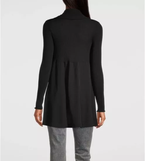 Gilet long en Laine et Soie 020 NOIR