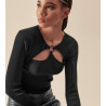 Top Laine & Soie manches longues anneau Noir