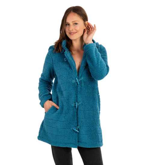 Veste boutonnée femme capuche amovile Couleur d'huile