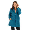 Veste boutonnée femme capuche amovile Couleur d'huile
