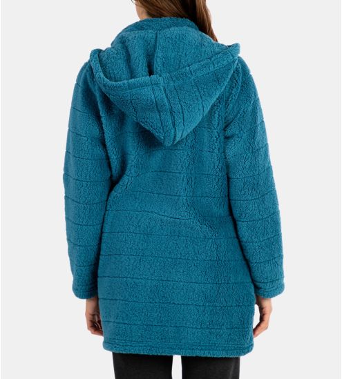 Veste boutonnée femme capuche amovile Couleur d'huile