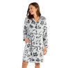 Robe de chambre pilou imprimé coeur léopard Gris
