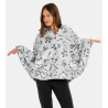 Poncho à capuche pilou coeur léopard Gris