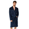 Robe de chambre homme en pilou uni Bleu Encre