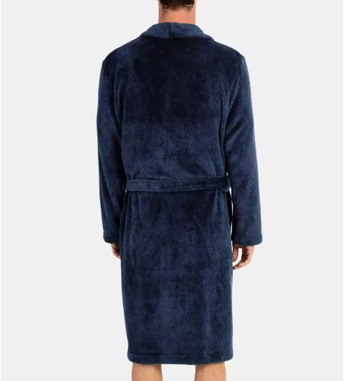 Robe de chambre homme en pilou uni Bleu Encre