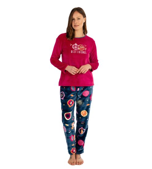 Pyjama manches longues pilou imprimé fruits Fuchsia