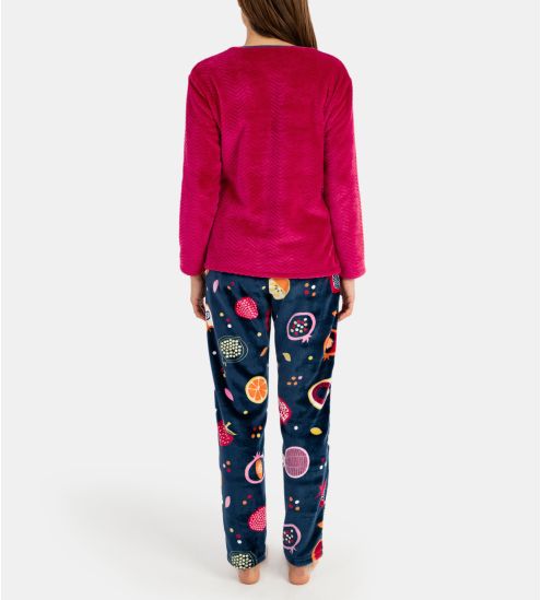 Pyjama manches longues pilou imprimé fruits Fuchsia