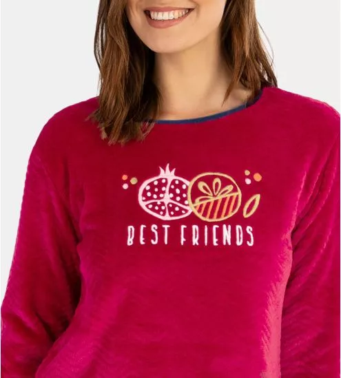 Pyjama manches longues pilou imprimé fruits Fuchsia