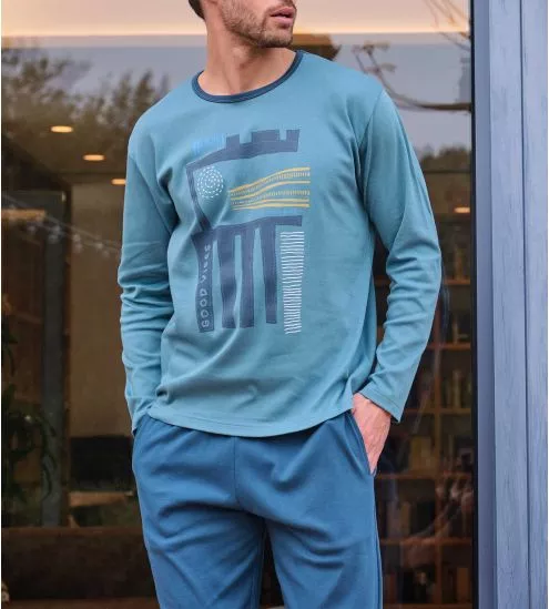 Pyjama long pour homme resserré Couleur D'huile