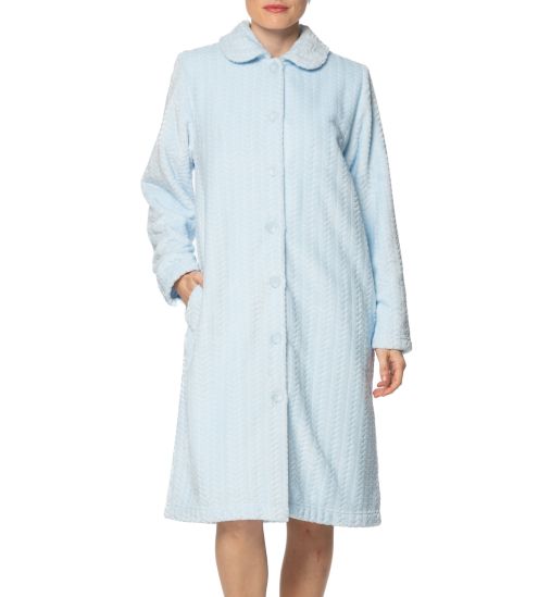 Robe de chambre pilou boutonnée Bleu Ciel