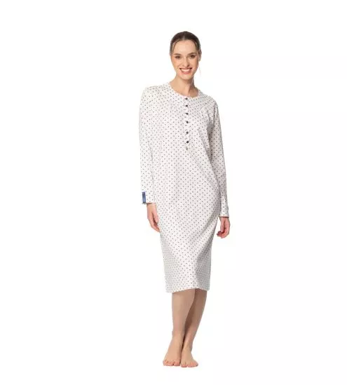 Chemise de nuit boutonnée classique Crudo Beige