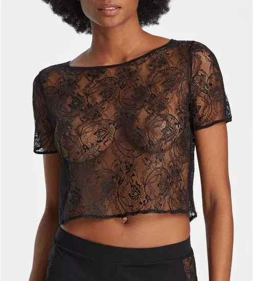 Top dentelle manches courtes Lazy Days Noir