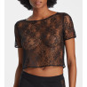 Top dentelle manches courtes Lazy Days Noir