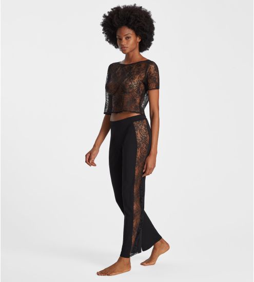 Top dentelle manches courtes Lazy Days Noir
