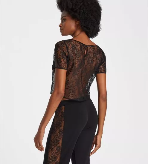 Top dentelle manches courtes Lazy Days Noir
