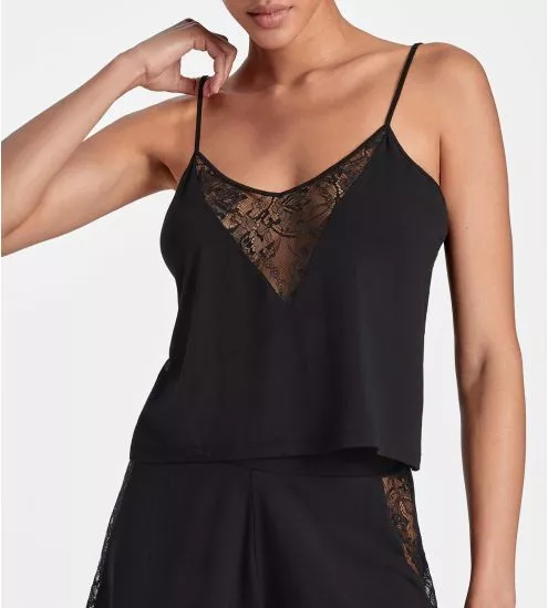 Top dentelle a bretelles fines Lazy Days Noir