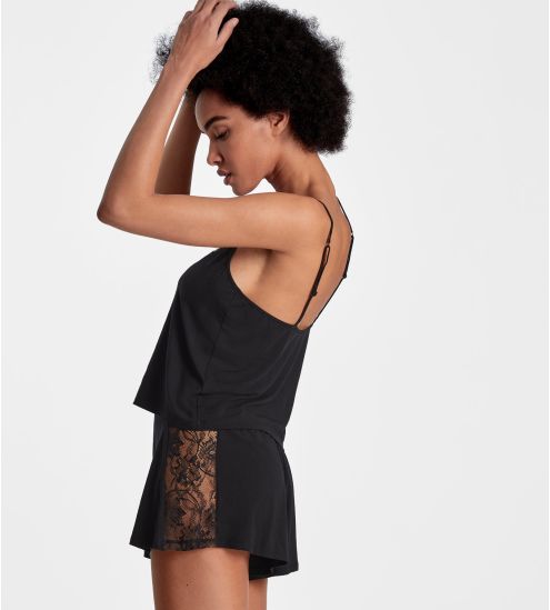 Top dentelle a bretelles fines Lazy Days Noir