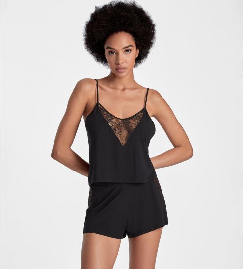 Top dentelle a bretelles fines Lazy Days Noir