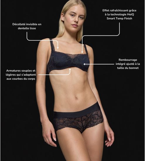Soutien gorge balconnet en dentelle Body Make Up Illusion Lace Noir