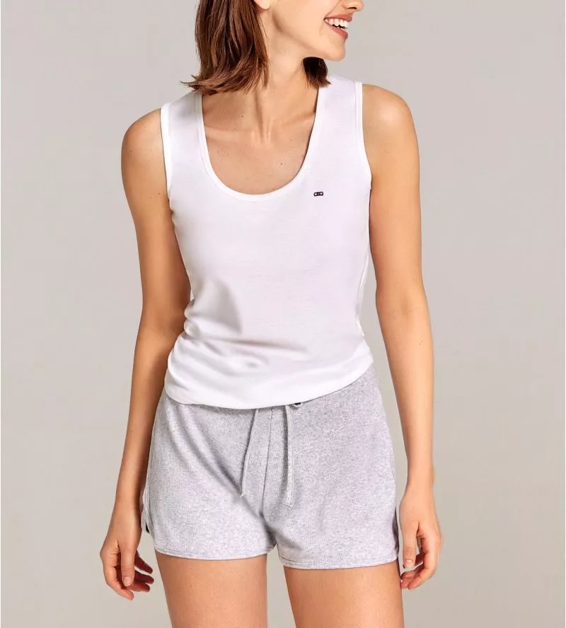 Pyjama court sans manches pour femme Blanc