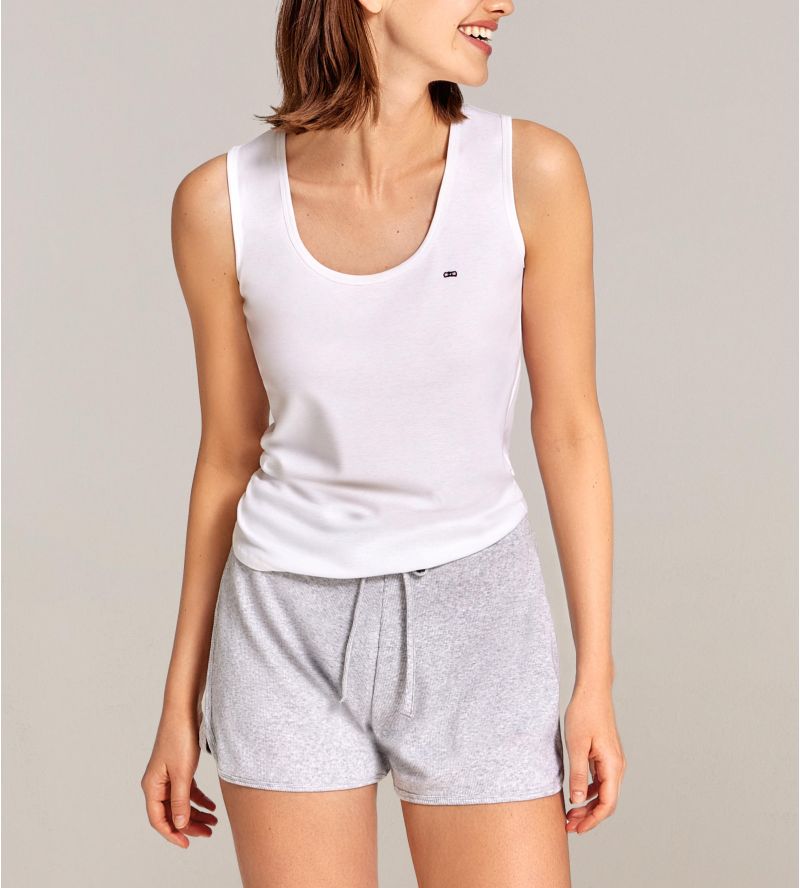 Pyjama court sans manches pour femme Blanc