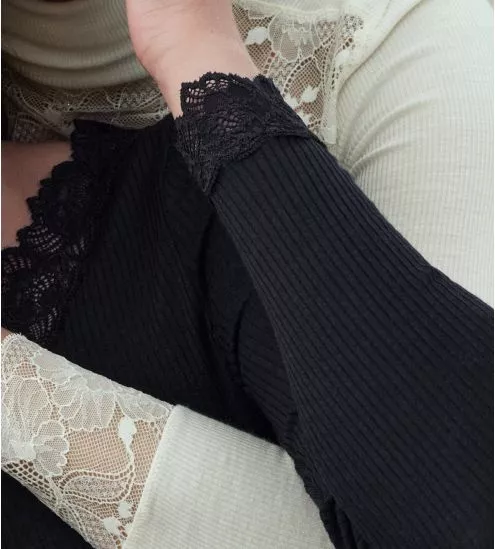T shirt manches longues Silky Wool Joy Noir