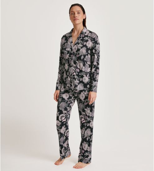 Pyjama femme droit imprimé Noir