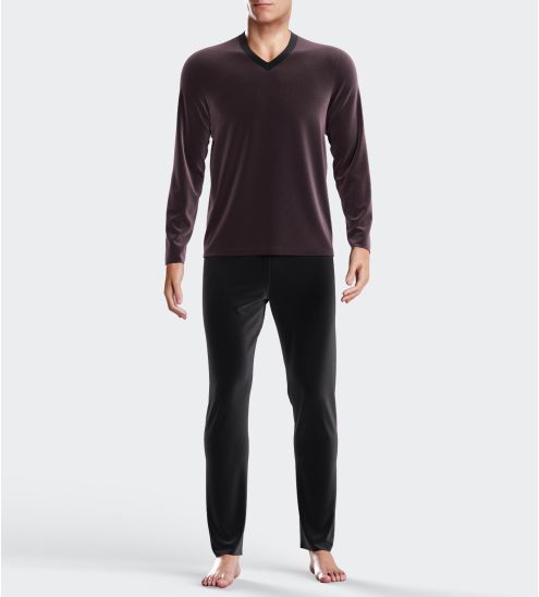 Pyjama homme en velours thermo Aubergine
